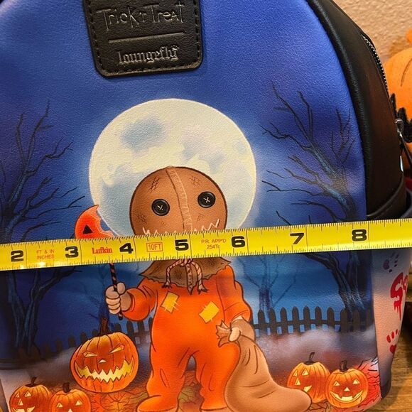 Trick r Treat Loungefly Sam Mini Backpack NWOT Halloween Town Pumpkin Head - Picture 14 of 16